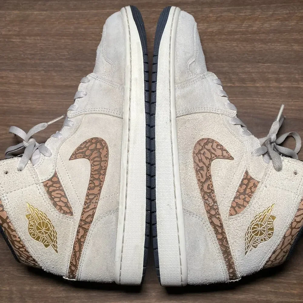 Men's Nike Air Jordan 1 Mid SE Orewood Brown Elephant Shoes Size 12 (DZ4129-102)